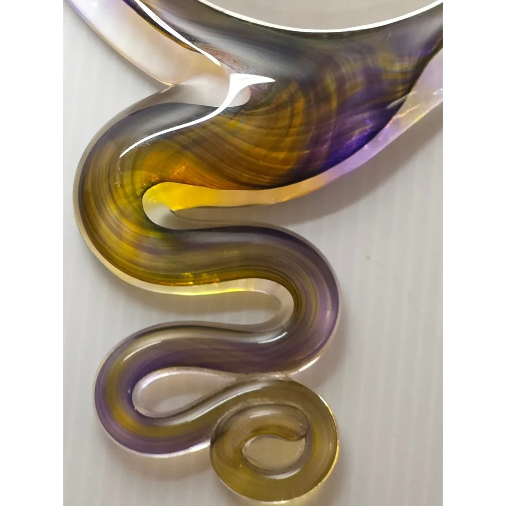 Kurt Carlson Art Glass‎ Magic Mirror Signed 2000 Carlson Glassworks Purple